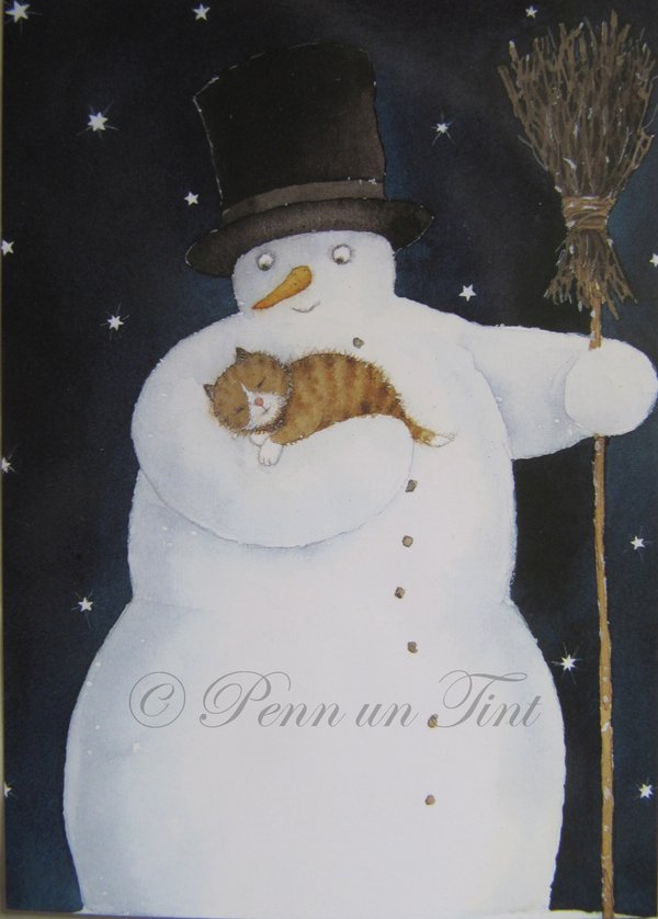 Schneemann mit Katze